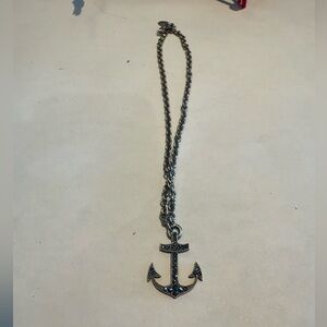 Anchor Pendant Necklace with Blue Accents